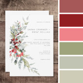 Invitation Russe Winter Holly Berries & Mariage de neige