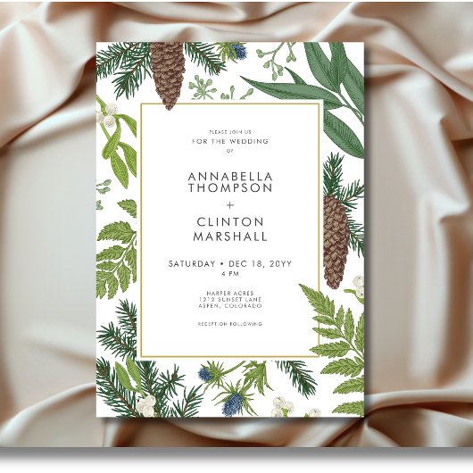 Invitation Russe Winter Nature & Mariage de cadre de pin