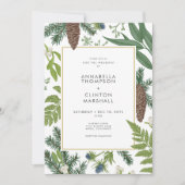 Invitation Russe Winter Nature & Mariage de cadre de pin (Devant)