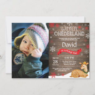 Invitation Russe Winter Onederland Cerf 1er anniversaire
