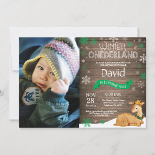Invitation Russe Winter Onederland Cerf 1er anniversaire