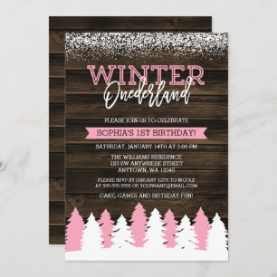 Invitation Russe Winter Onederland rose 1er anniversaire Invi