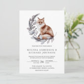 Invitation Russe Woodland Watercolor Forest Fox Mariage (Debout devant)