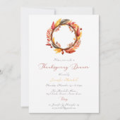 Invitation Russe Wreath Automne Thanksgiving Dîner (Devant)