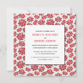 Invitation Russie Folk Art Fleurs rouges Mariage Invita (Devant)