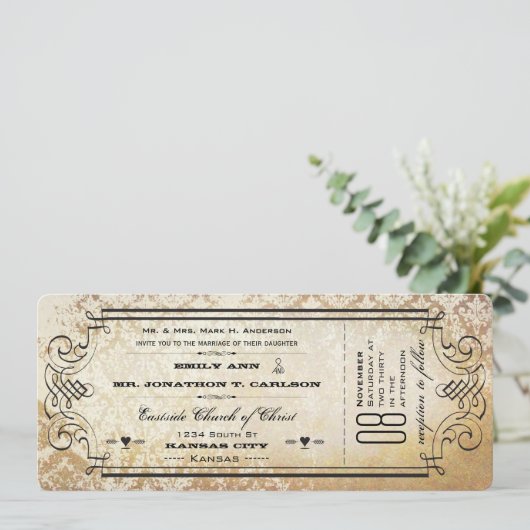 Invitation Russie Pays Ticket Typographie Mariage Invite (Debout devant)