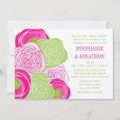 Invitation Russie rose et vert Rose mariage Inviter (Devant)