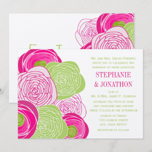 Invitation Russie rose et vert Rose mariage Inviter