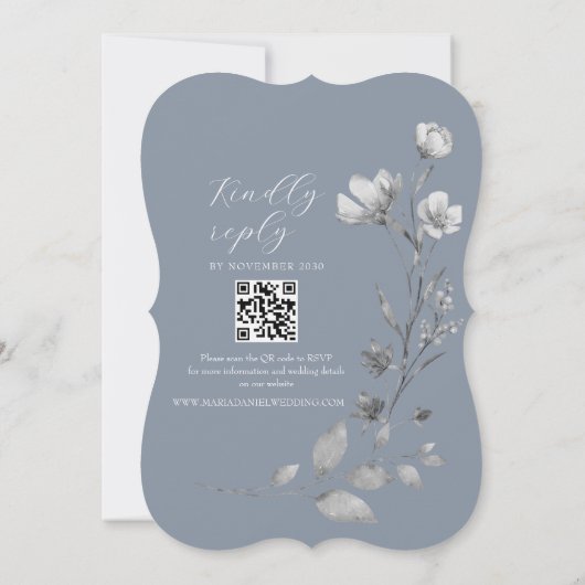 Invitation Russie Silver Floral Mariage Inviter (Dos)