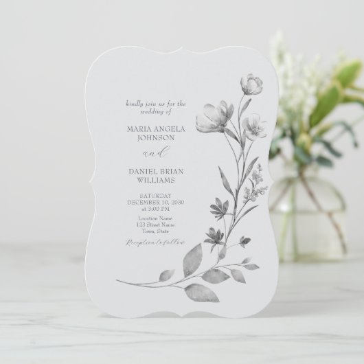 Invitation Russie Silver Floral Mariage Inviter (Debout devant)
