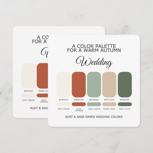 Invitation Rust and Sage Green Wedding Color Palette Card (Devant / Derrière)