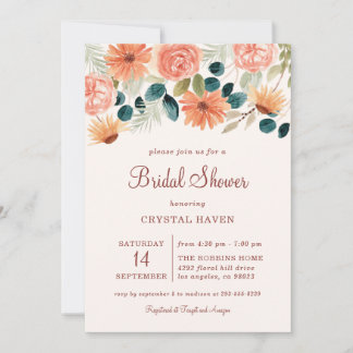 Invitation Rust Fall Floral Field Flower Automne Fête des mar