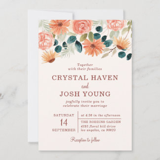 Invitation Rust Fall Floral Field Flowers Automne Mariage