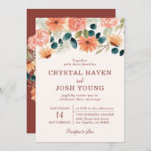 Invitation Rust Fall Floral Field Flowers Automne Mariage (Devant / Derrière)