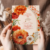 Invitation Rust Fleurs en terre cuite Burnt Orange Graduation
