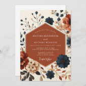 Invitation Rust Floral Autumn Harvest Wedding (Devant / Derrière)