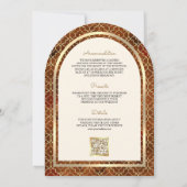 Invitation Rust Gold Marocain QR Code Sikh Arch Mariage (Dos)