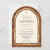 Invitation Rust Gold Marocain QR Code Sikh Arch Mariage (Devant)