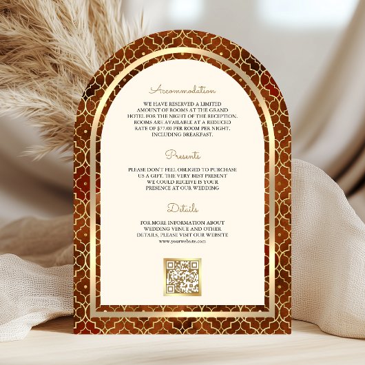 Invitation Rust Gold Marocain QR Code Sikh Arch Mariage