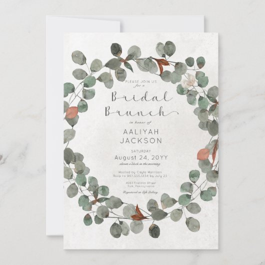 Invitation Rust & Green Eucalyptus Moderne Brunch nuptial (Devant)