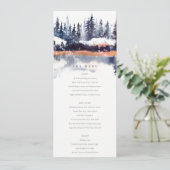 Invitation Rust Navy Winter Pine Forest Snow Mariage Menu (Debout devant)