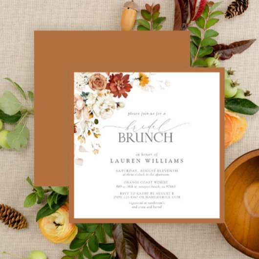 Invitation Rust Orange Aquarelle Botanique Bridal Brunch