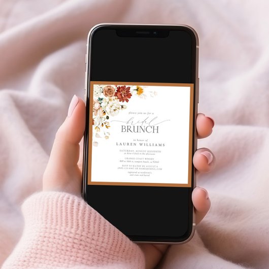 Invitation Rust Orange Aquarelle Botanique Bridal Brunch