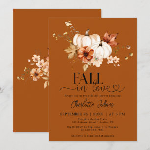 Invitation Rust Orange Chute En Amour Citrouille Fête des mar