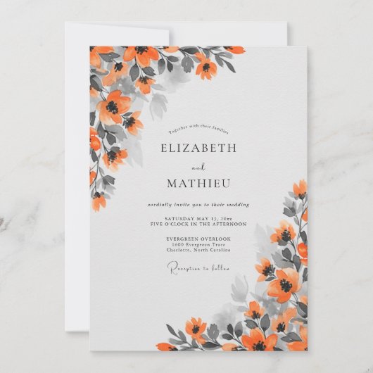 Invitation Rust Orange Elegant Autumnal Wedding (Devant)