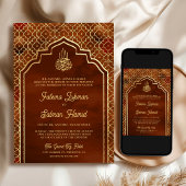 Invitation Rust Orange Gold Arch Marocain Mariage musulman
