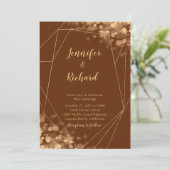 Invitation Rust Orange & Gold Frame avec Bokeh Lights (Debout devant)