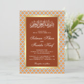 Invitation Rust Orange Maroc Quatrefoil Mariage islamique (Debout devant)
