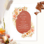Invitation Rust Orange Peach Blush et Crème Mariage ovale<br><div class="desc">Dégustez vos invités avec cette élégante invitation de mariage avec une belle arche ovale rouille-rouge orangé avec d'exquises aquarelles florales entourant vos détails mariages avec des fleurs, du feuillage et de l'herbe pampa dans un beau mélange de pêche, d'orange, de rose rousse, de corail, de crème et de champagne. Aptitude...</div>