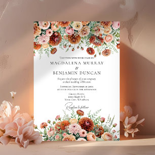 Invitation Rust Orange Sage Green Cream Flowers Mariage de au