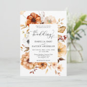 Invitation Rust Orange Terracotta Fall Floral Boho Mariage (Debout devant)