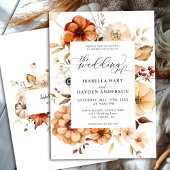 Invitation Rust Orange Terracotta Fall Floral Boho Mariage
