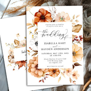 Invitation Rust Orange Terracotta Fall Floral Boho Mariage