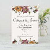 Invitation Rust & Ruby Romantic Floral Mariage (Debout devant)