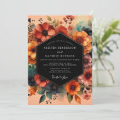 Invitation Rust Teal Moody Floral Wedding (Debout devant)