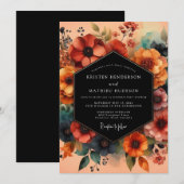 Invitation Rust Teal Moody Floral Wedding (Devant / Derrière)