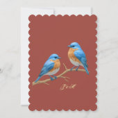 Invitation Rust Terracotta Bluebirds Golden Script Mariage (Dos)