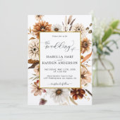 Invitation Rust Terracotta Chute Tout En Un Code QR Mariage (Debout devant)