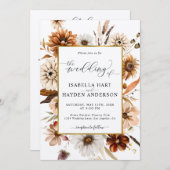 Invitation Rust Terracotta Chute Tout En Un Code QR Mariage (Devant / Derrière)