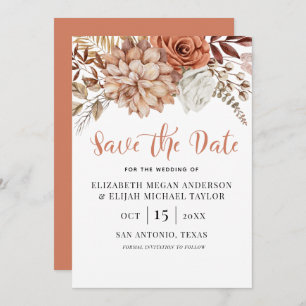 Invitation Rust Terracotta Fall Boho Floral Enregistrer la da