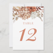 Invitation Rust Terracotta Fall Floral Mariage Numéro de tabl (Devant)