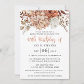 Invitation Rust Terracotta Fleurs d'automne 90e Anniversaire (Devant)