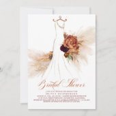Invitation Rust Terracotta Floral Pampas Fête des mariées en (Devant)