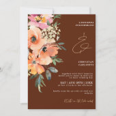 Invitation Rust Terracotta Floral QR Code Mariage (Devant)