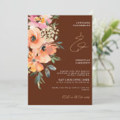 Invitation Rust Terracotta Floral QR Code Mariage (Debout devant)