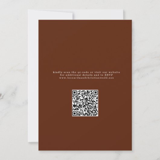 Invitation Rust Terracotta Floral QR Code Mariage (Dos)